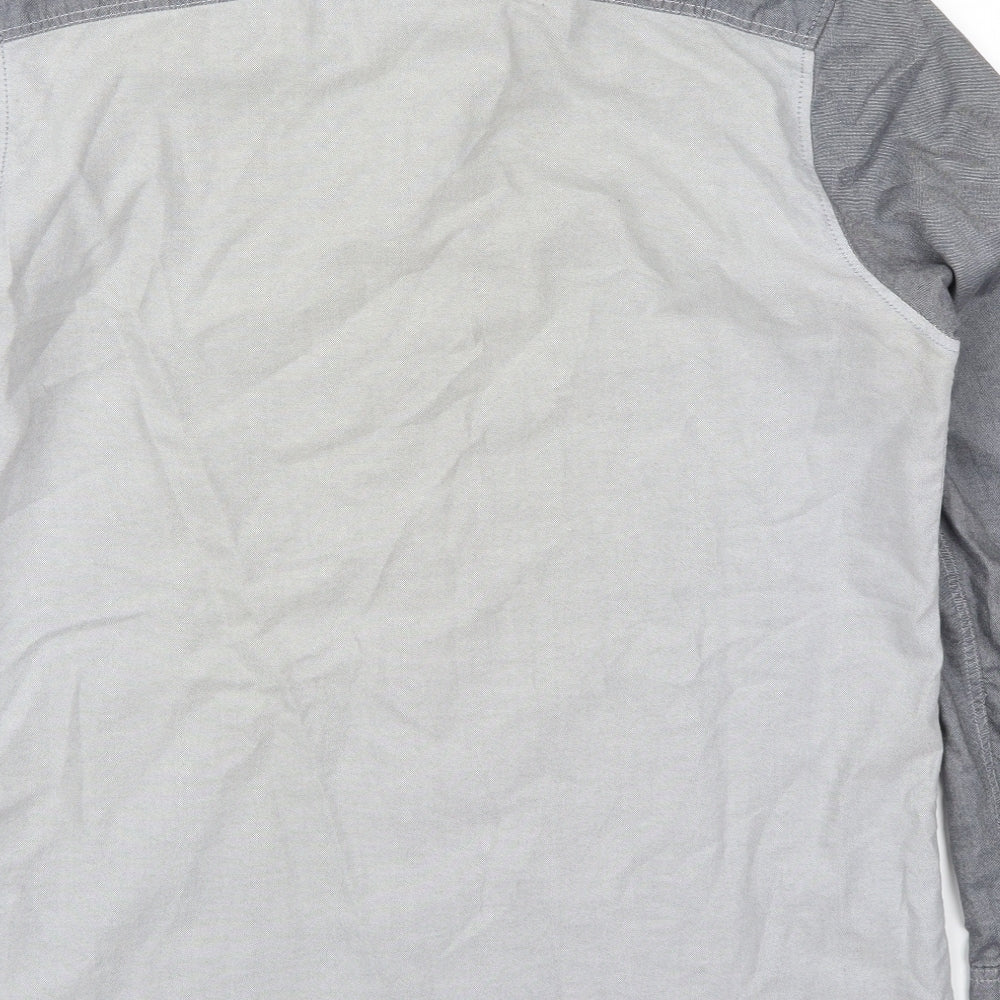 George Mens Grey  Cotton  Button-Up Size M Collared Button