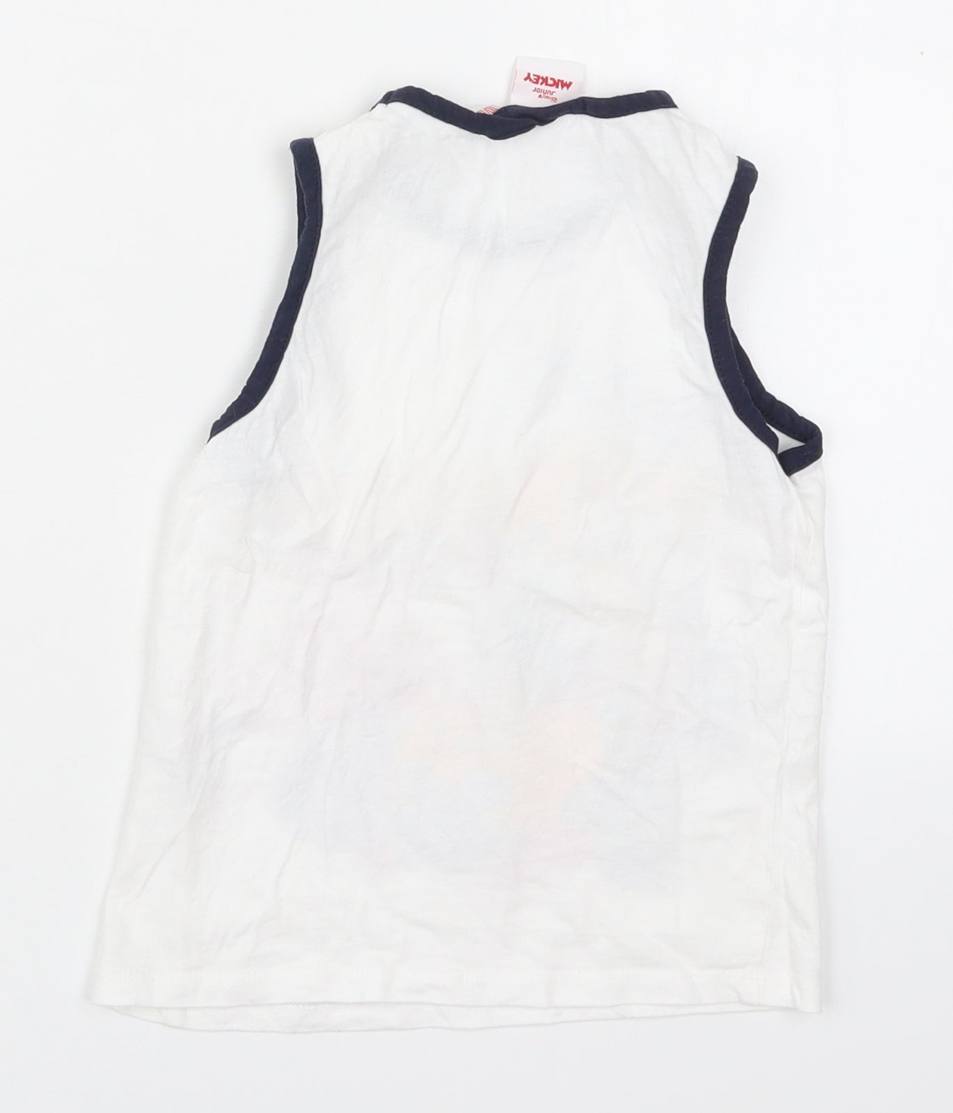 Pep&Co Boys White  Cotton Basic Tank Size 5-6 Years Round Neck Pullover - Team Mickey On The Go