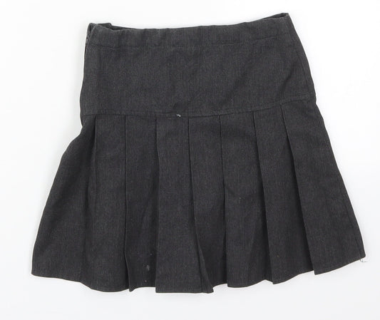 NEXT Girls Grey  Polyester Pleated Skirt Size 7 Years  Regular Zip