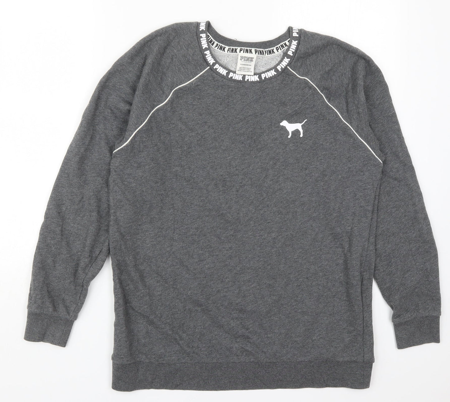PINK Womens Grey  Cotton Pullover Sweatshirt Size XS  Pullover - Dog