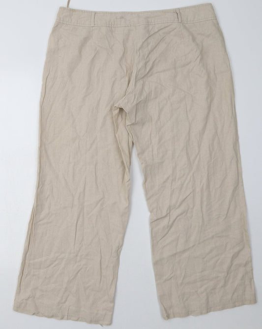 mimosa Womens Beige  Viscose Trousers  Size 16 L28 in Regular Hook & Eye