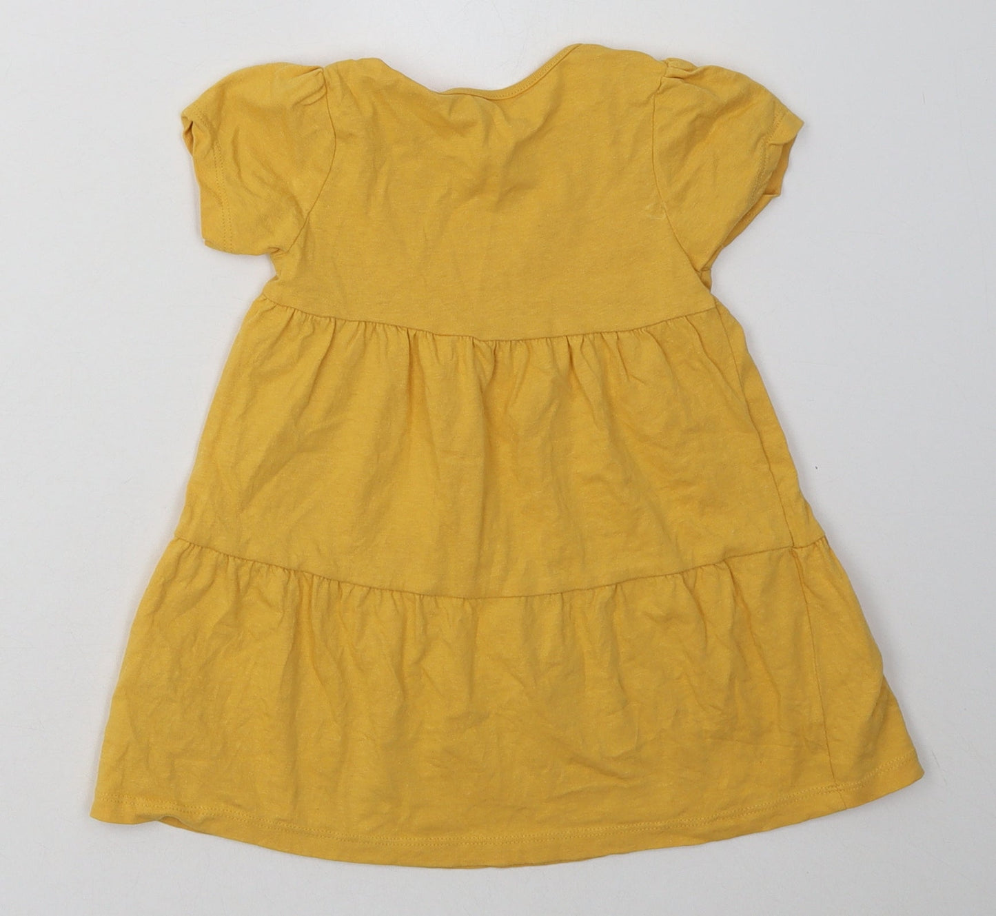 Primark Girls Yellow  Cotton A-Line  Size 18-24 Months  Crew Neck Pullover