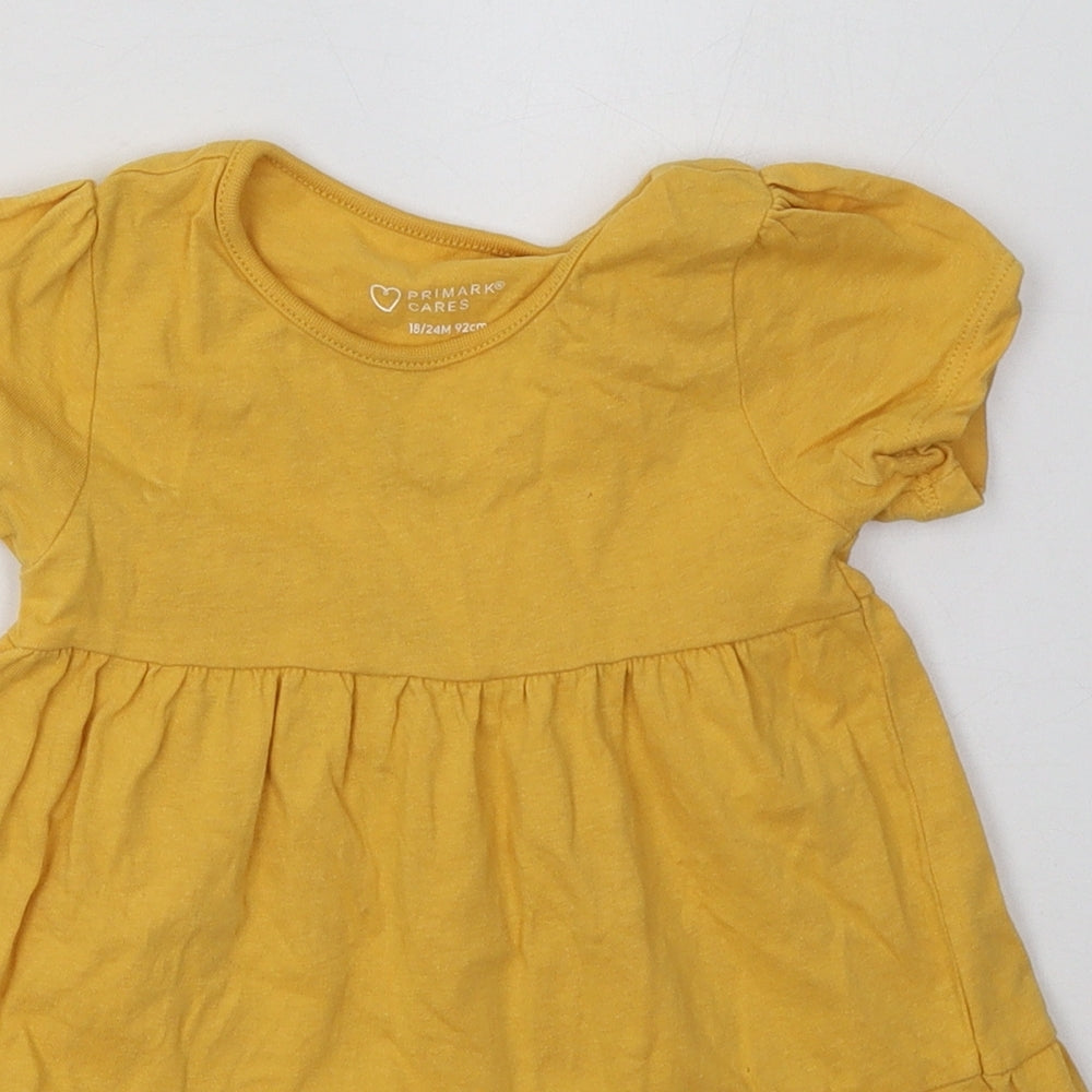 Primark Girls Yellow  Cotton A-Line  Size 18-24 Months  Crew Neck Pullover