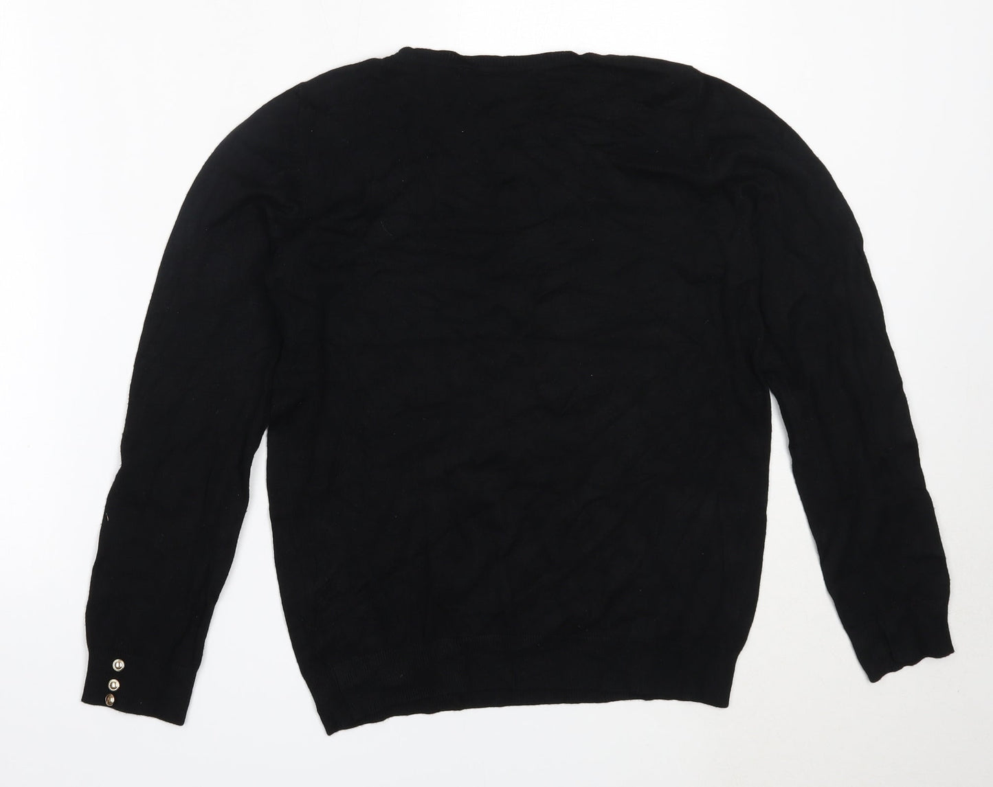 Dorothy Perkins Womens Black Round Neck  Viscose Pullover Jumper Size 14