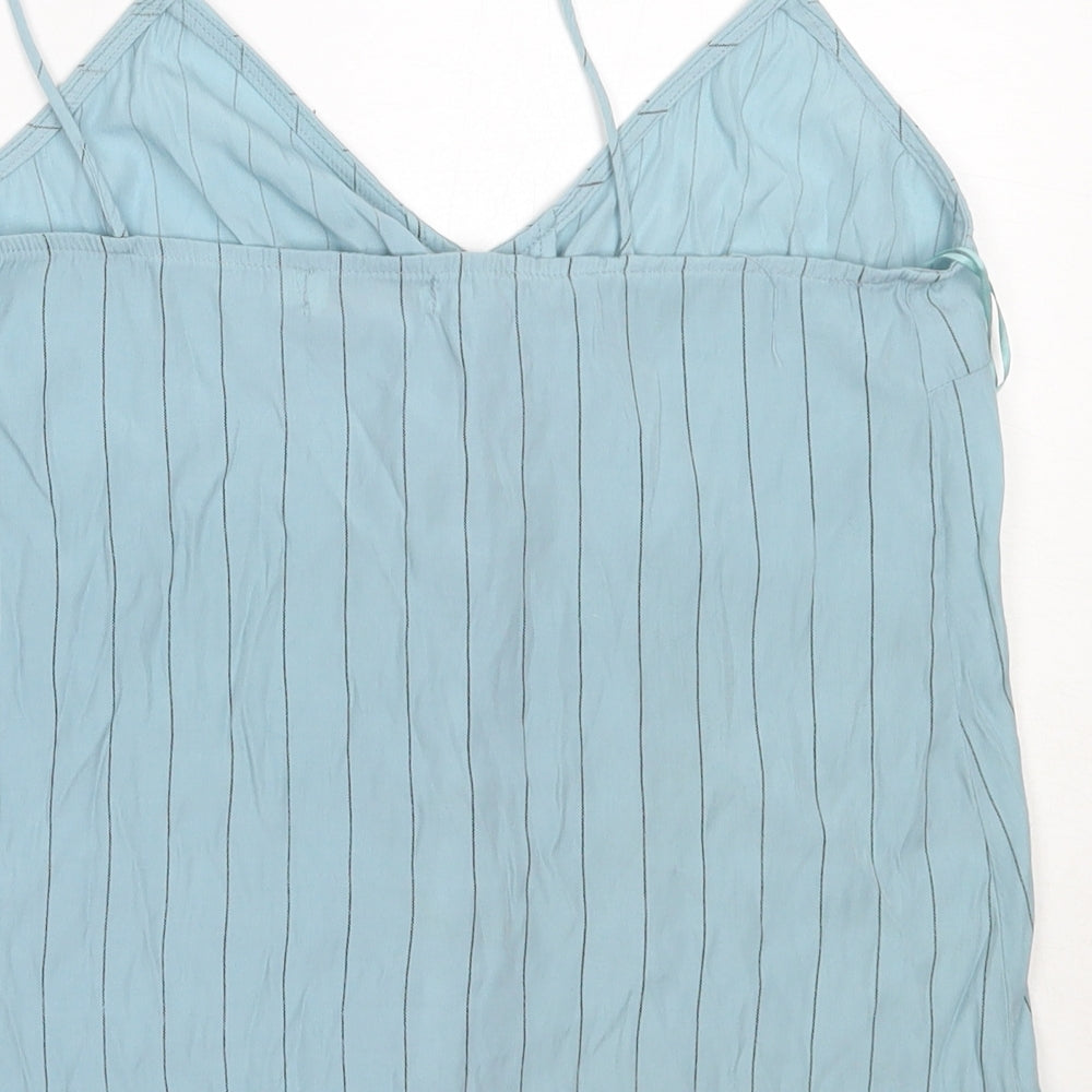 Vera & Lucy Womens Blue Striped Viscose Camisole Blouse Size S V-Neck