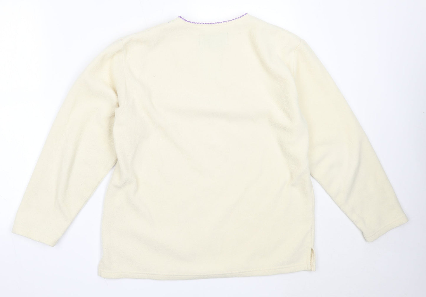 Neutral Territory Womens Ivory V-Neck  Polyester Pullover Jumper Size S