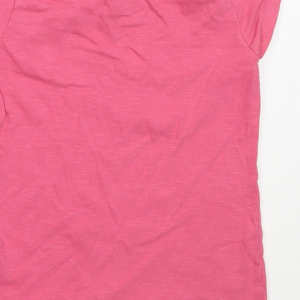 Matalan Girls Pink  Cotton Basic T-Shirt Size 7 Years Round Neck
