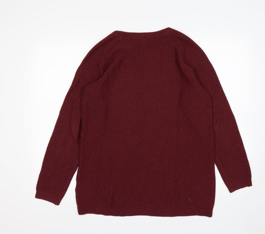 H&M Mens Red Round Neck  Acrylic Pullover Jumper Size S
