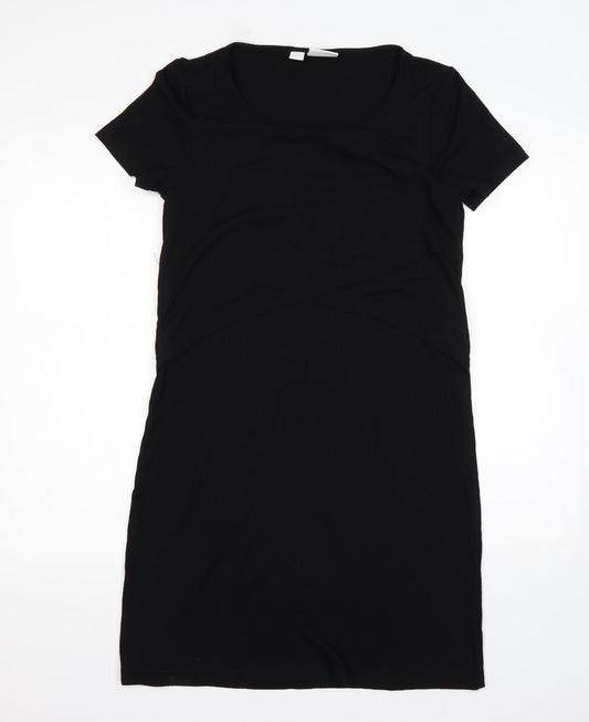 Mamalicious Womens Black  Viscose Pencil Dress  Size M  Round Neck