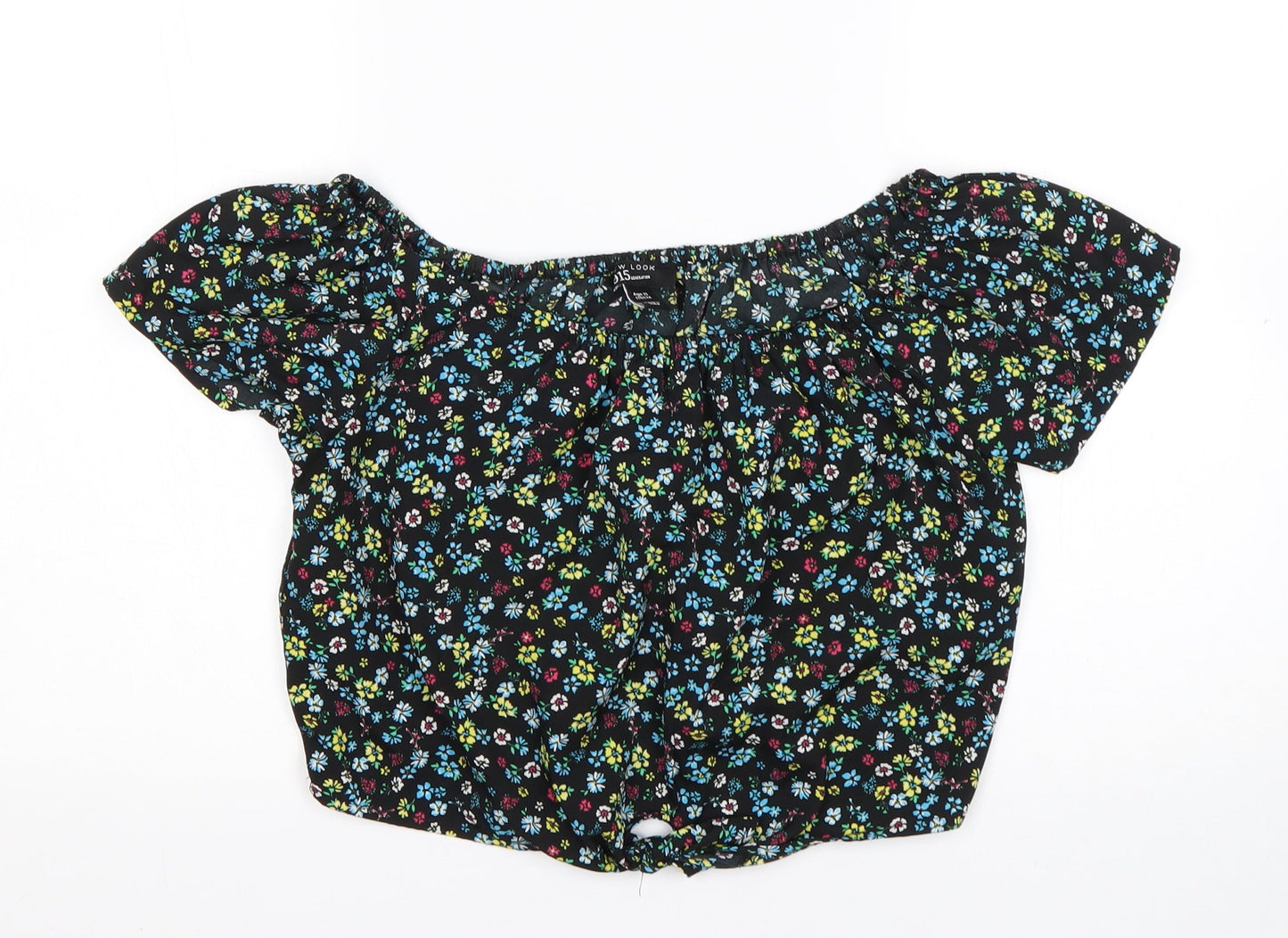 New Look Girls Multicoloured Floral Polyester Basic Blouse Size 15 Years Boat Neck
