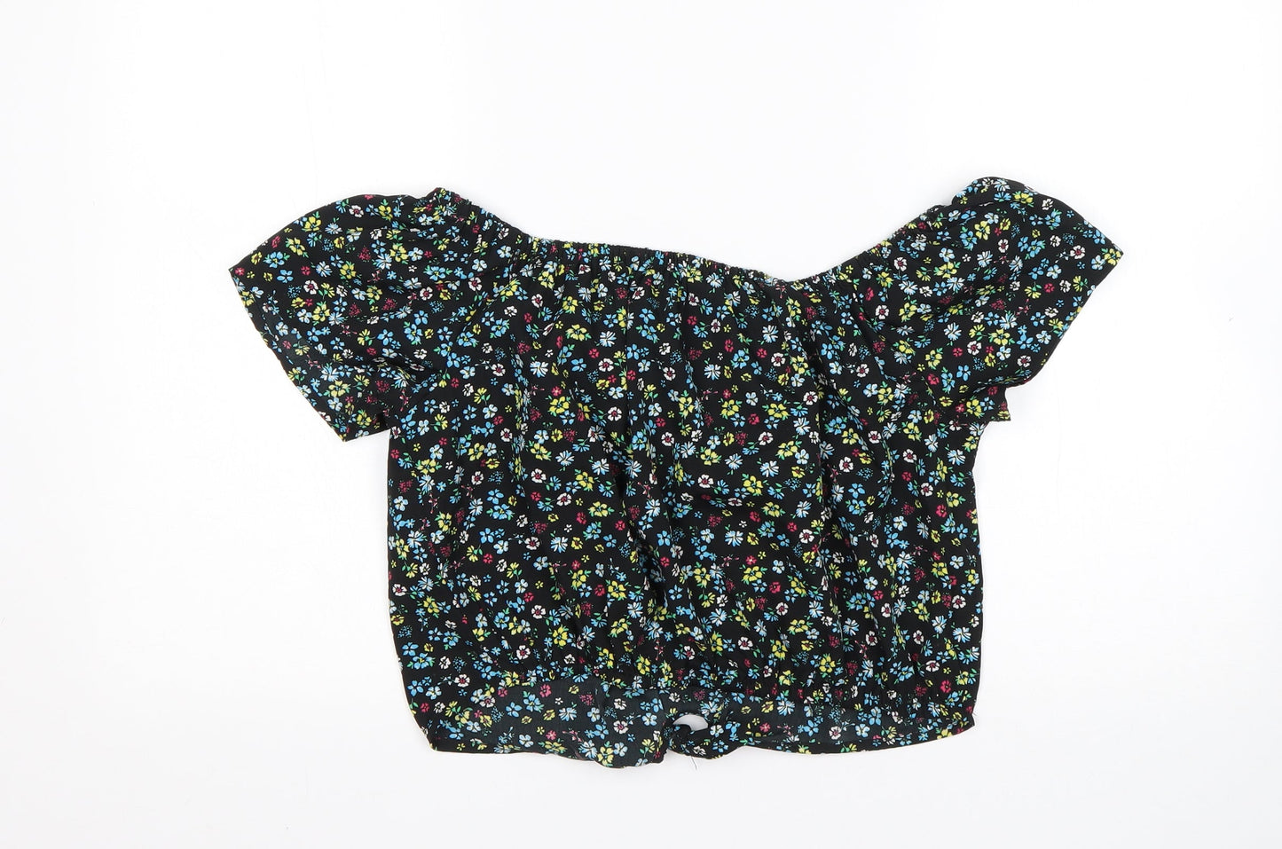 New Look Girls Multicoloured Floral Polyester Basic Blouse Size 15 Years Boat Neck