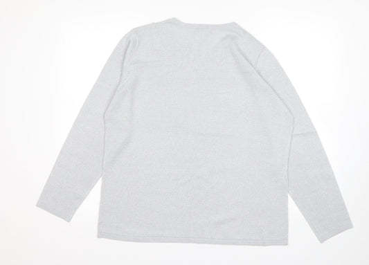 Bonmarché Womens Grey Round Neck  Acrylic Pullover Jumper Size M