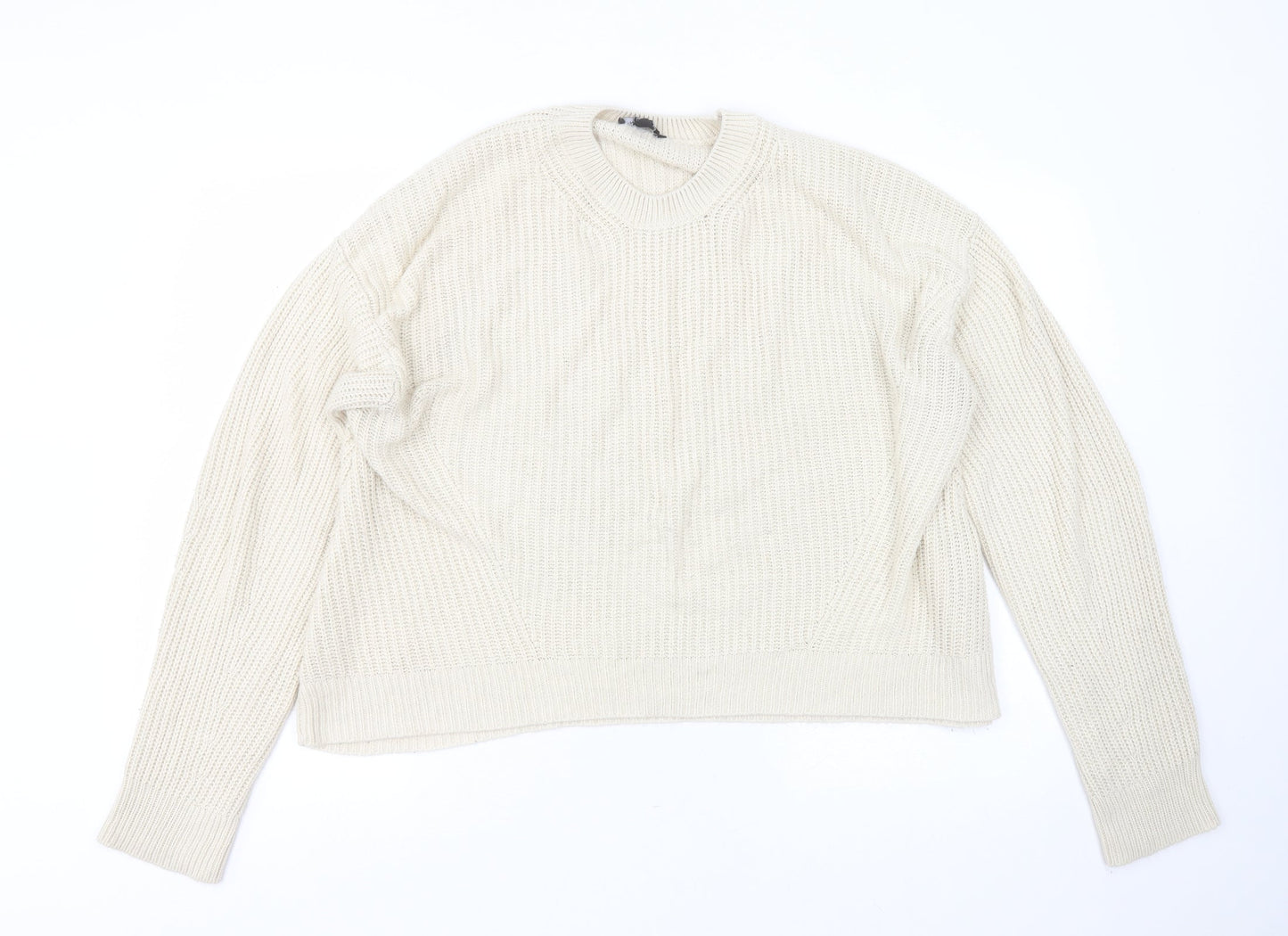 New Look Womens Beige Round Neck  Acrylic Pullover Jumper Size M
