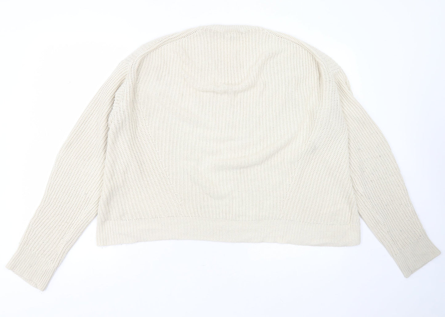 New Look Womens Beige Round Neck  Acrylic Pullover Jumper Size M