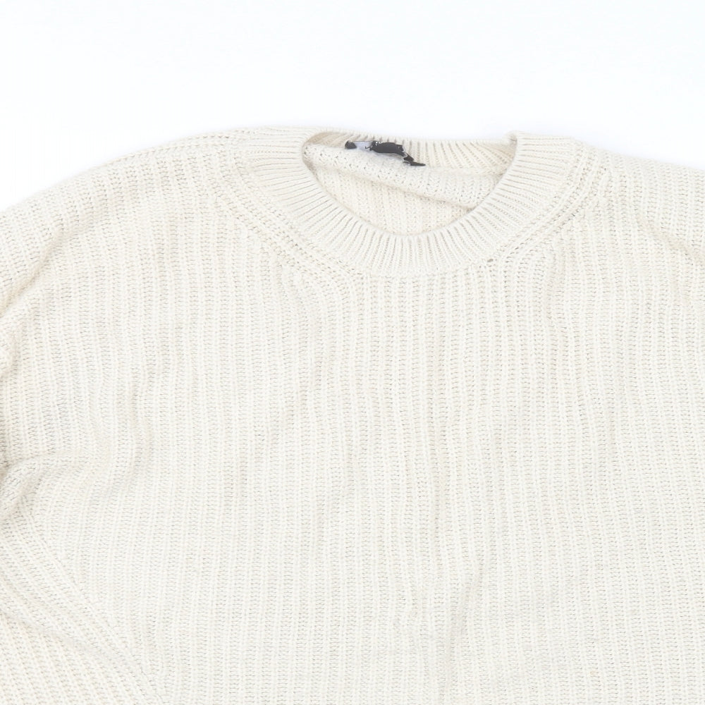 New Look Womens Beige Round Neck  Acrylic Pullover Jumper Size M