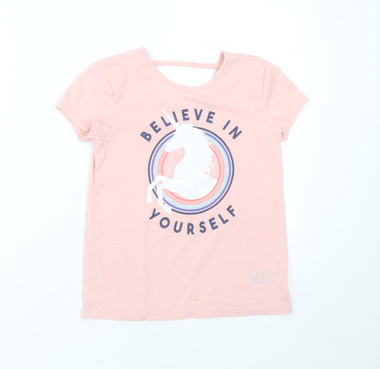 Gap Girls Pink  Polyester Basic T-Shirt Size 8-9 Years Round Neck  - Believe in yourself