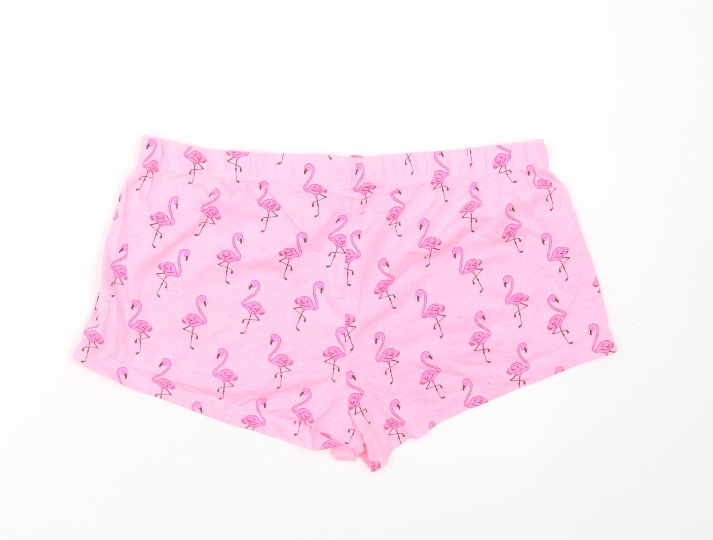 Primark Womens Pink Solid Cotton  Sleep Shorts Size M  Drawstring - flamingo