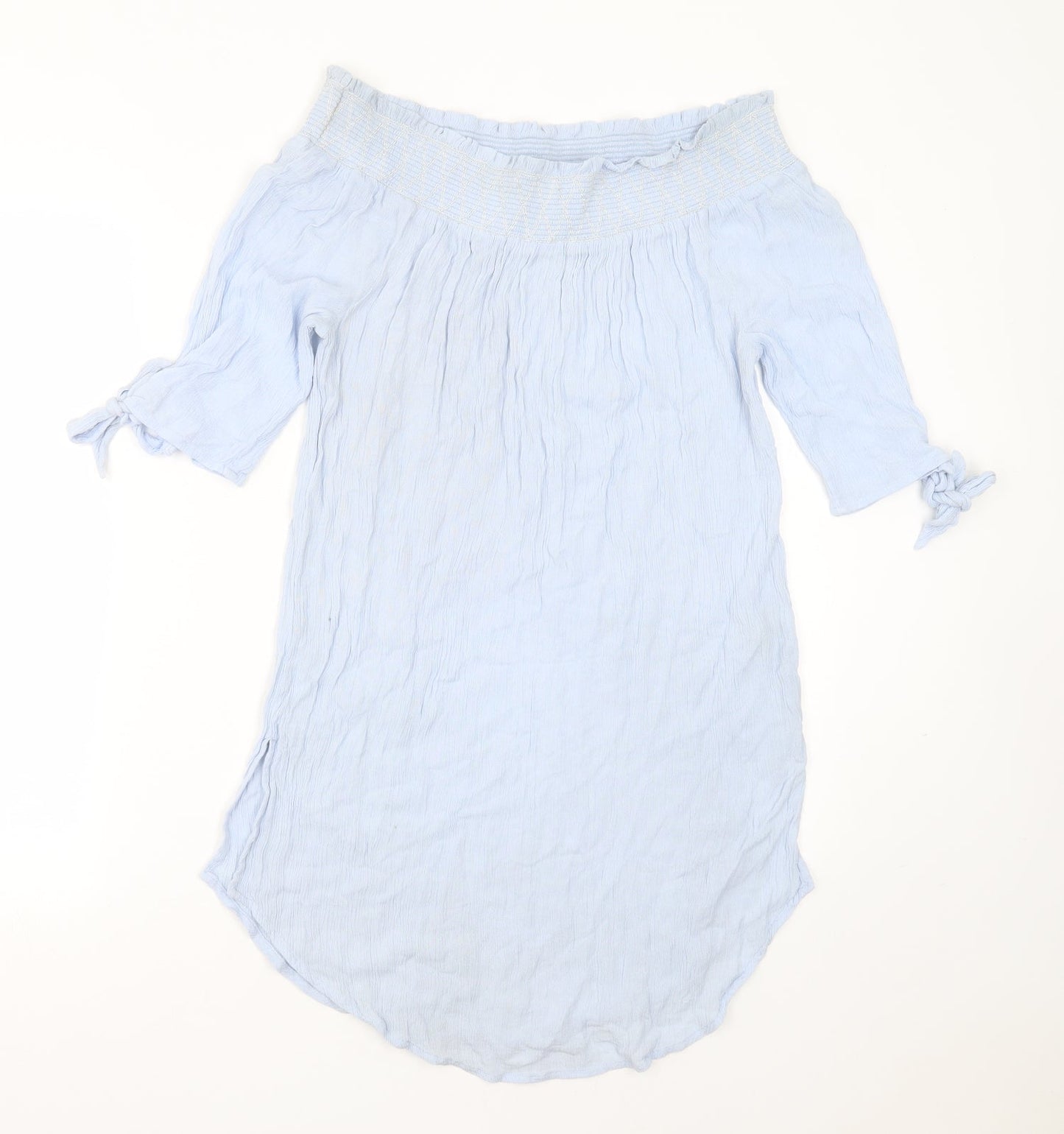 New Look Womens Blue  Viscose Basic Blouse Size M Round Neck