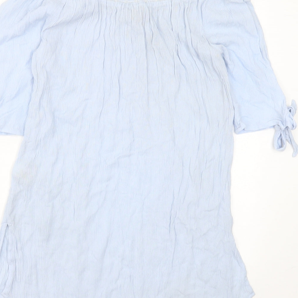 New Look Womens Blue  Viscose Basic Blouse Size M Round Neck