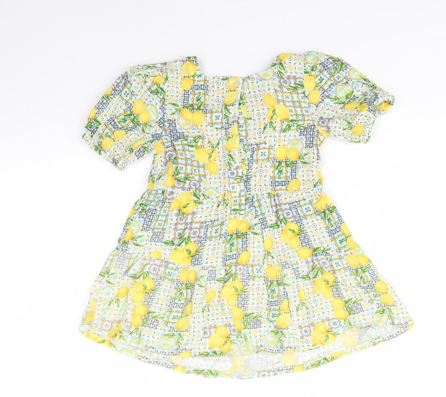 Primark Baby Yellow Floral Viscose A-Line  Size 18-24 Months  Round Neck