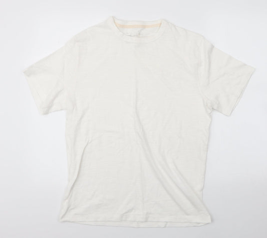 Preworn Womens White  100% Cotton Basic T-Shirt Size L Round Neck