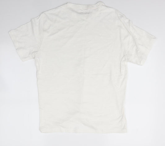 Preworn Womens White  100% Cotton Basic T-Shirt Size L Round Neck