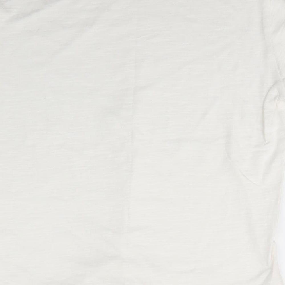 Preworn Womens White  100% Cotton Basic T-Shirt Size L Round Neck