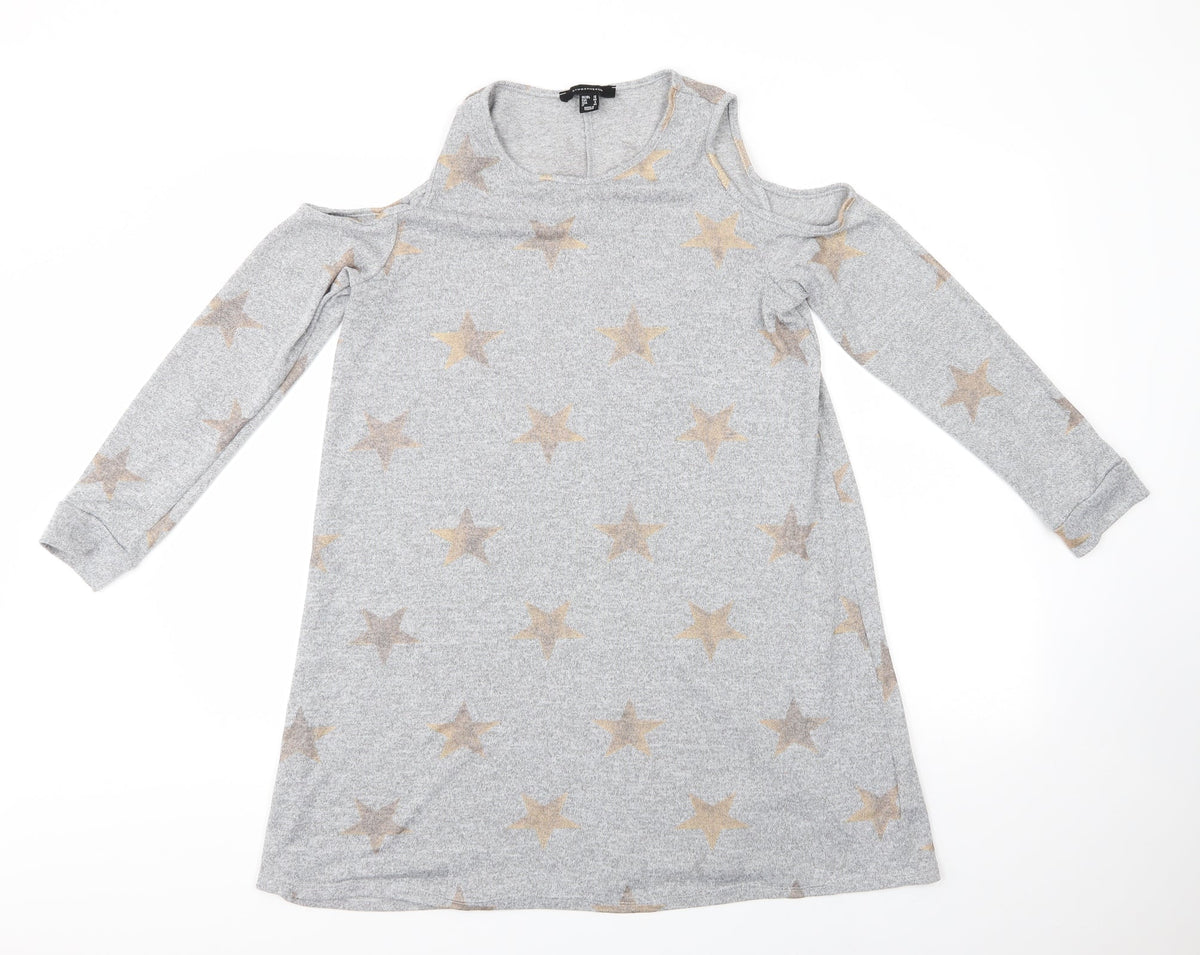 Primark Womens Grey  Polyester Jumper Dress  Size 12  Round Neck