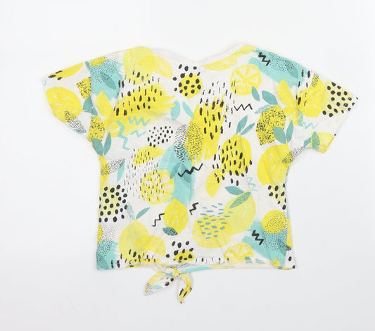 TU Girls Yellow  Cotton Cropped T-Shirt Size 6 Years Round Neck