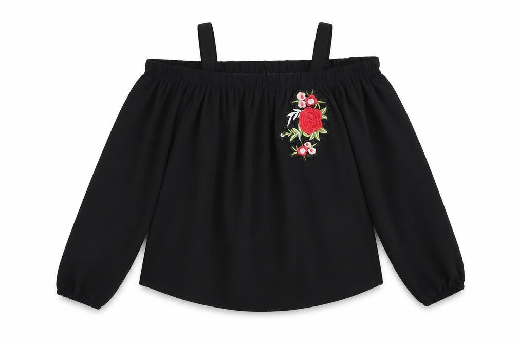 Primark Girls Black  Polyester Basic Blouse Size 9-10 Years Off the Shoulder