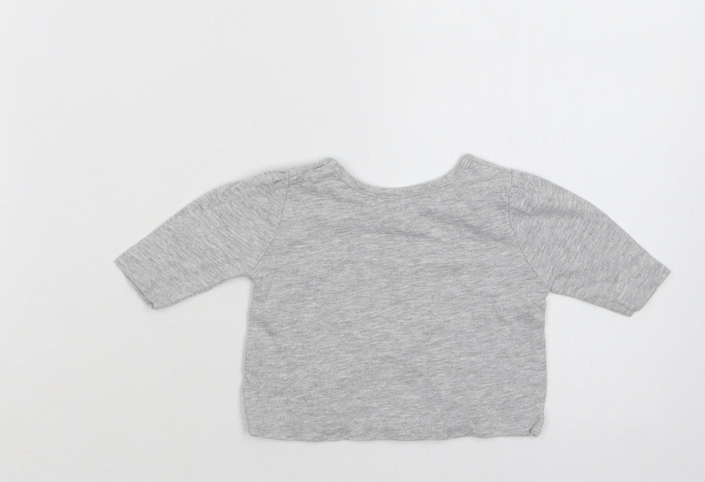 Primark Baby Grey  Cotton Basic T-Shirt Size 0-3 Months Crew Neck