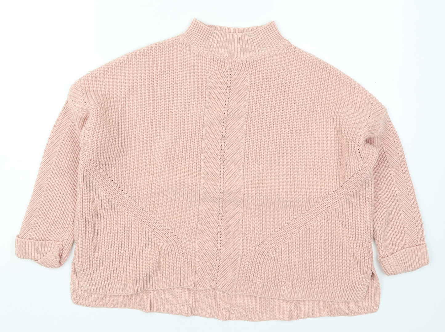 Topshop Womens Pink Round Neck  Acrylic Pullover Jumper Size 4