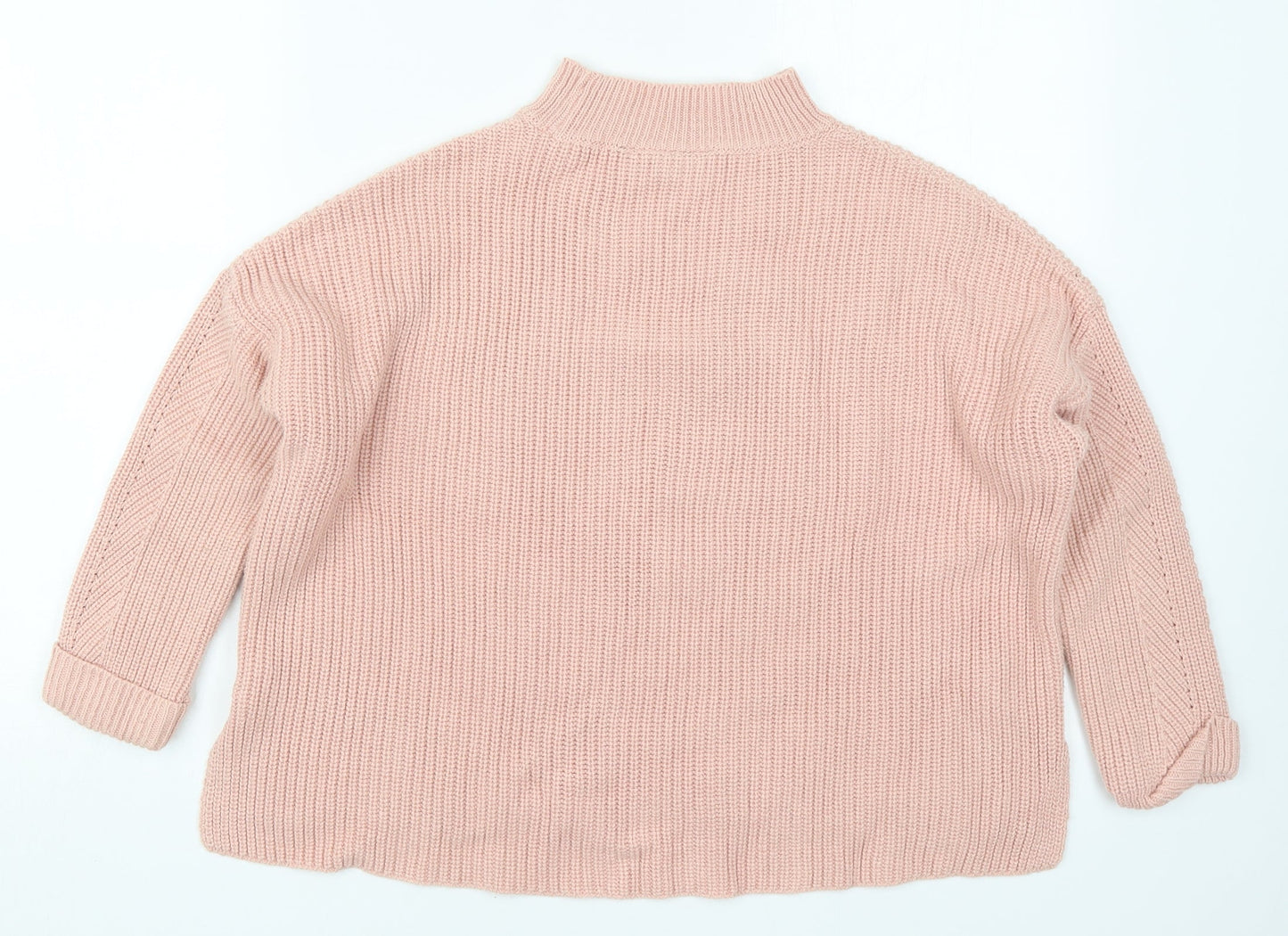 Topshop Womens Pink Round Neck  Acrylic Pullover Jumper Size 4