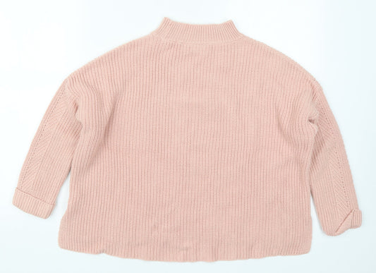 Topshop Womens Pink Round Neck  Acrylic Pullover Jumper Size 4