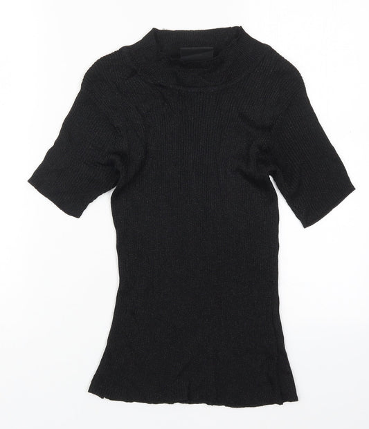 Opera Womens Black Round Neck  Viscose Pullover Jumper Size M