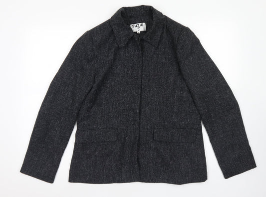 Suzie J Womens Grey   Jacket Blazer Size 16  Button