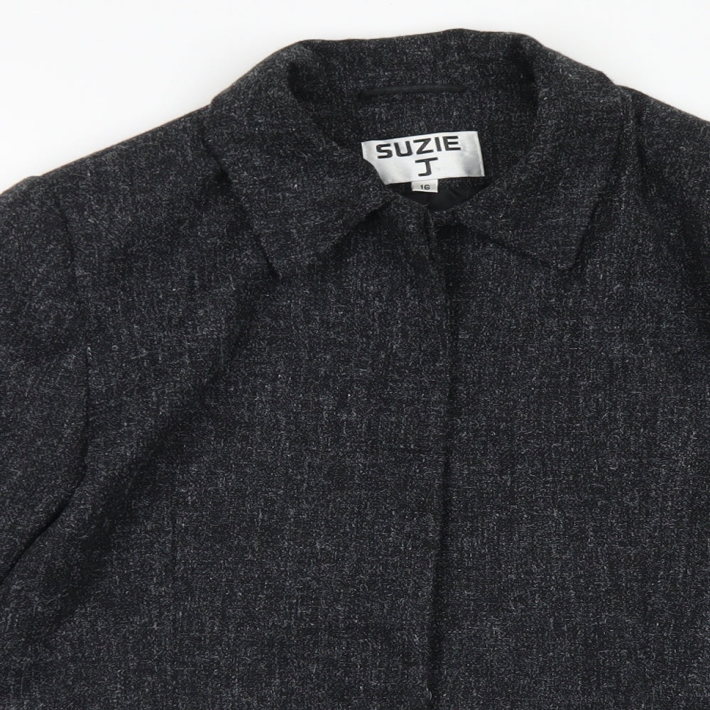 Suzie J Womens Grey   Jacket Blazer Size 16  Button