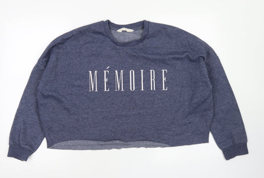 Primark Womens Blue  Polyester Pullover Sweatshirt Size M   - Cropped