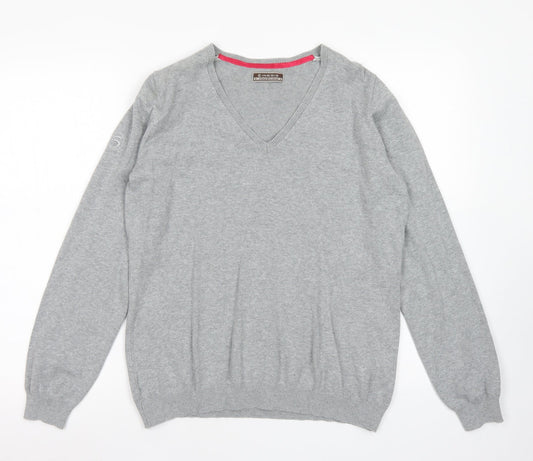 Inesis Womens Grey V-Neck  Cotton Pullover Jumper Size L
