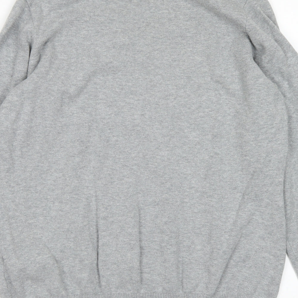 Inesis Womens Grey V-Neck  Cotton Pullover Jumper Size L