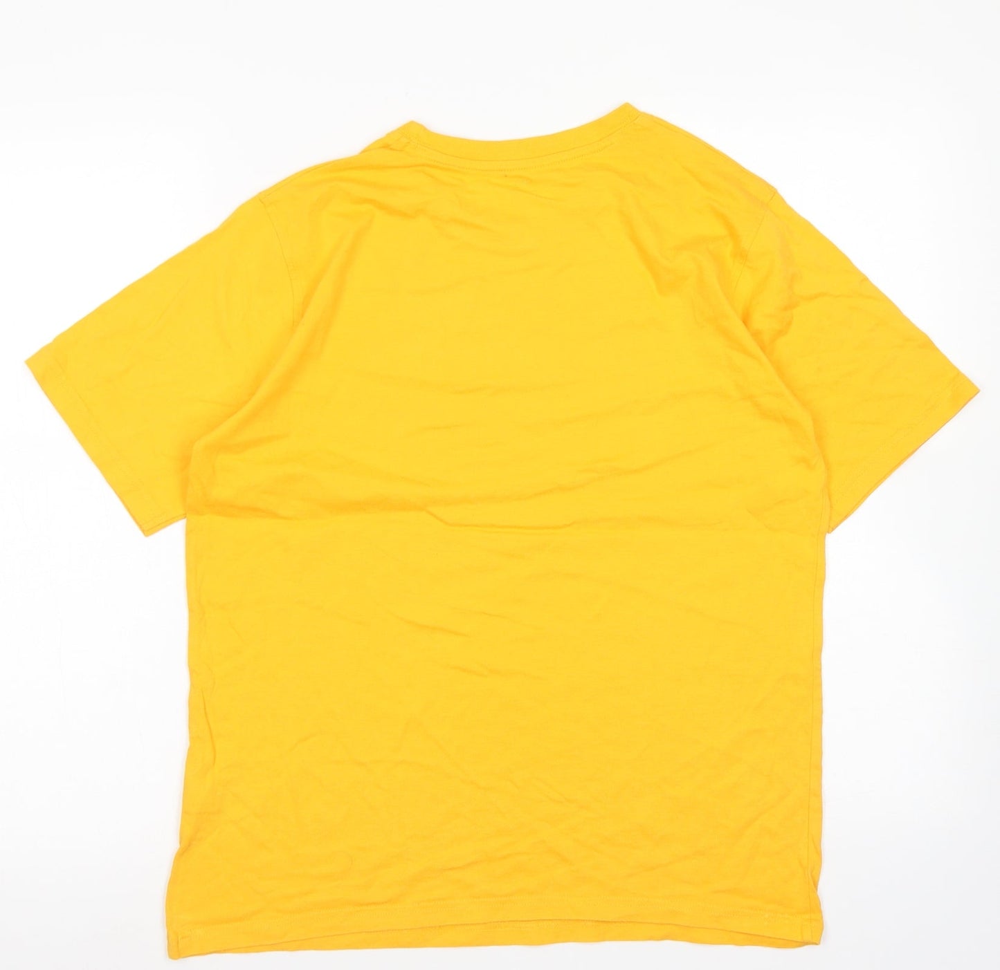 M&S Boys Yellow  Cotton Basic T-Shirt Size 13-14 Years Crew Neck