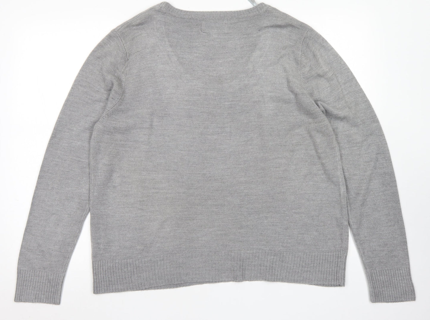 Papaya Womens Grey Scoop Neck  Acrylic Pullover Jumper Size 20