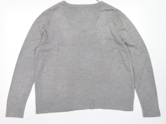 Papaya Womens Grey Scoop Neck  Acrylic Pullover Jumper Size 20