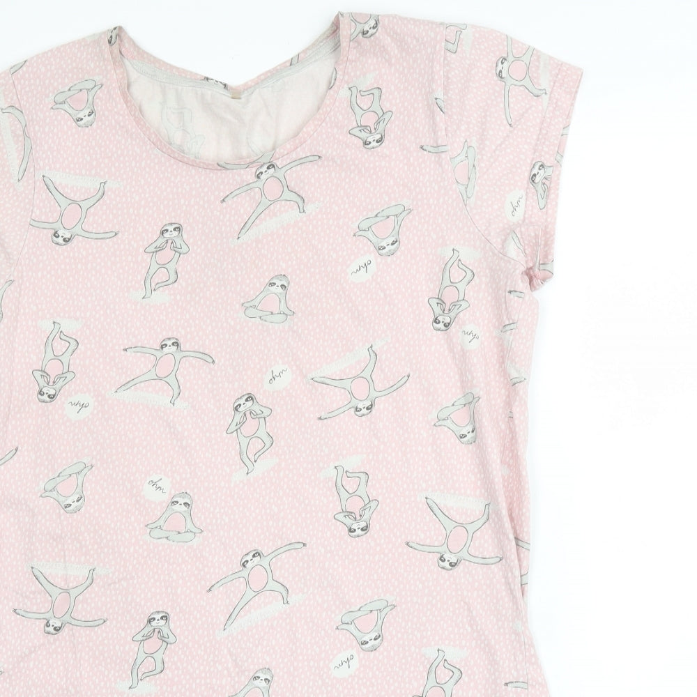 George Womens Pink Solid Cotton Chemise Gown Size 12
