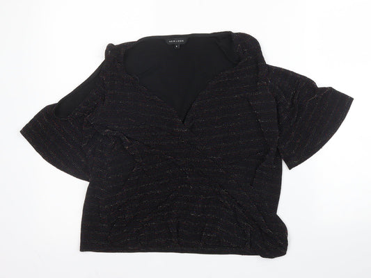 New Look Womens Blue  Nylon Basic Blouse Size 8 V-Neck