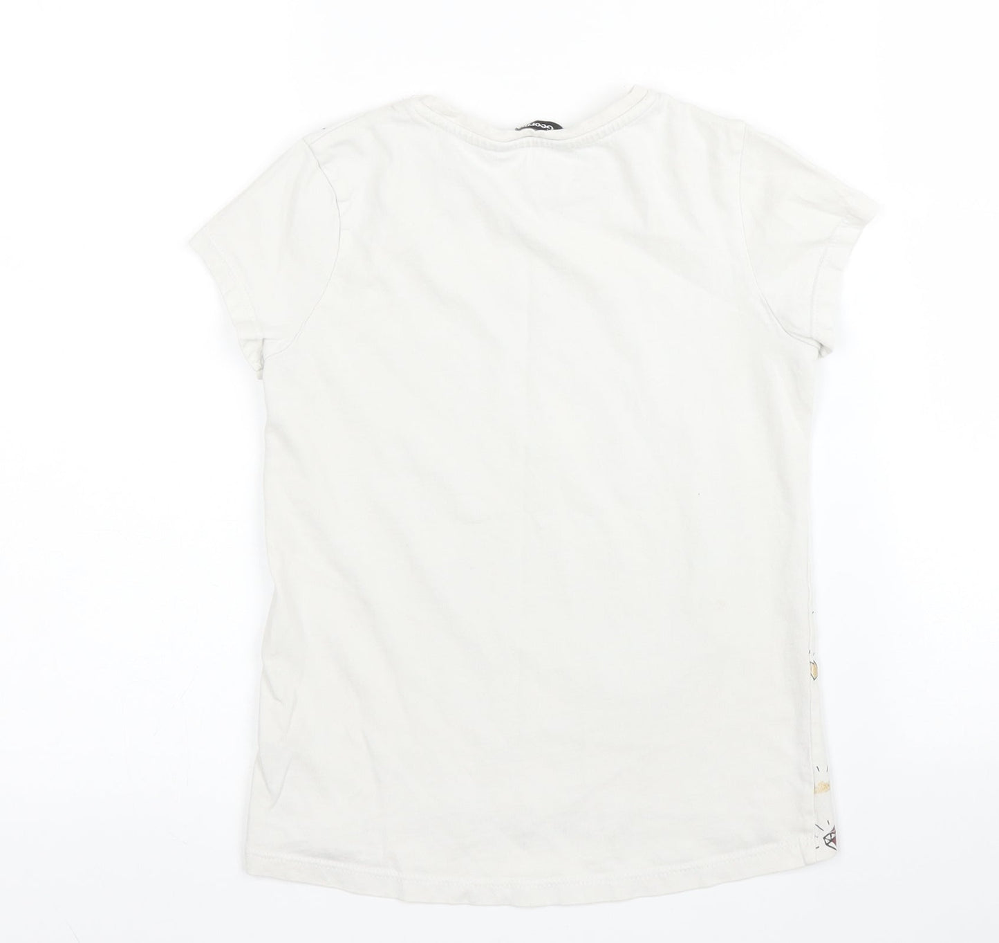George Girls White  Cotton Basic T-Shirt Size 7 Years Round Neck
