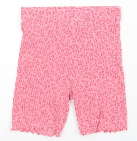George Girls Pink Animal Print Cotton Capri Pyjama Set Size 3 Years   - Leopard print