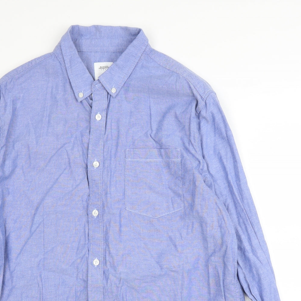 Burton Mens Blue  Cotton  Button-Up Size XL Collared Button