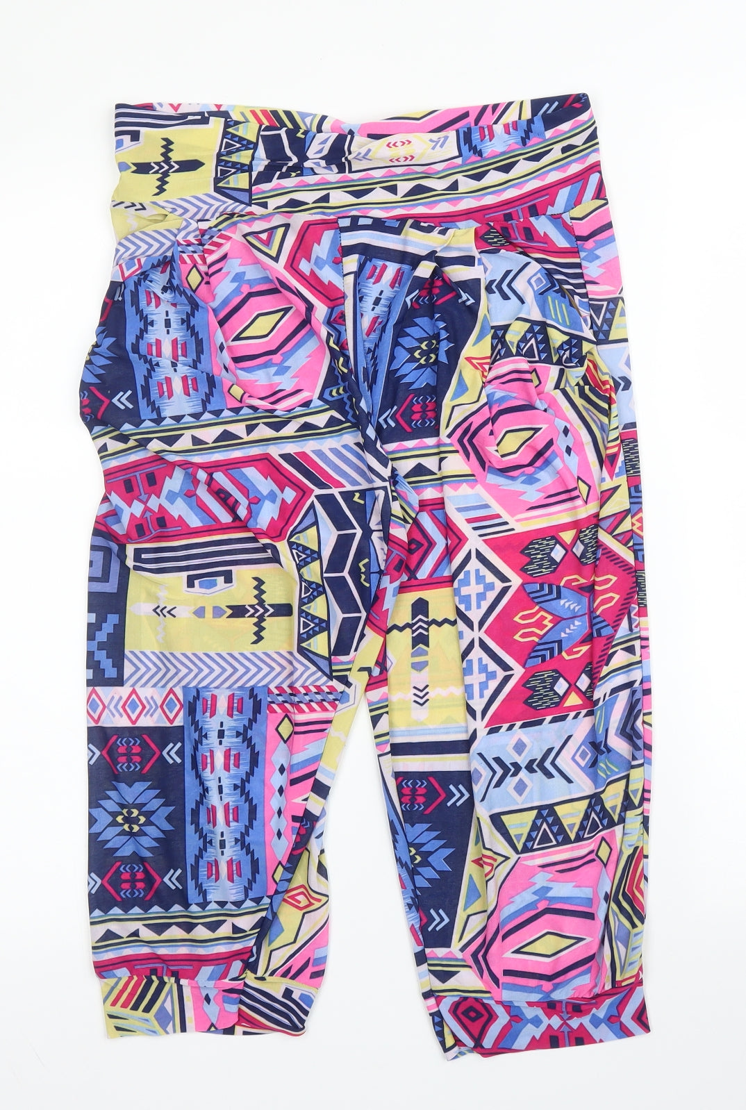 Preworn Womens Pink Geometric Polyester Harem Trousers Size S  Regular