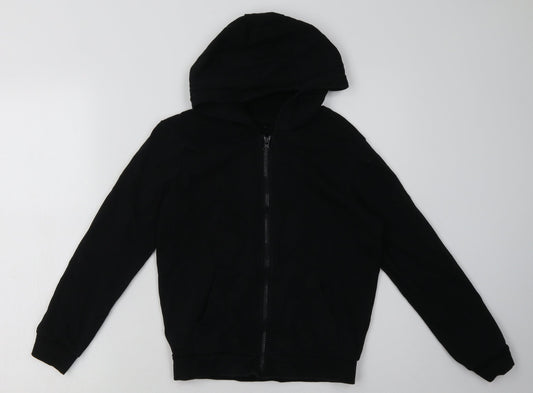 George Boys Black  Cotton Full Zip Hoodie Size 9-10 Years  Zip